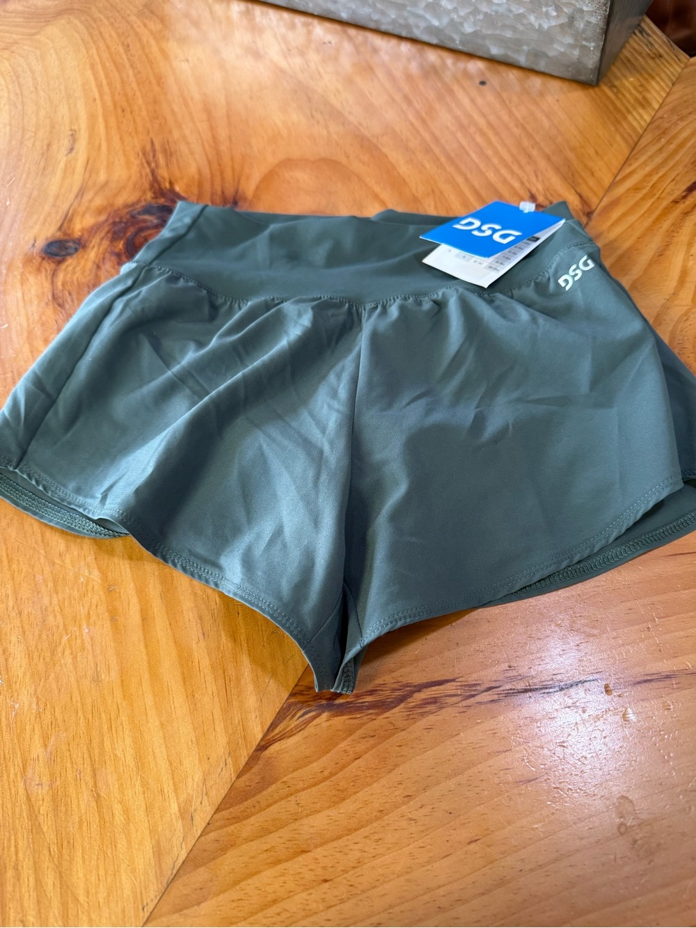 DSG Olive Green Girls' Athletic Shorts with Built-In Liner NWT S